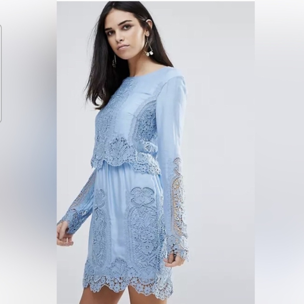 The Jetset Diaries Verona Blue Lace Dress